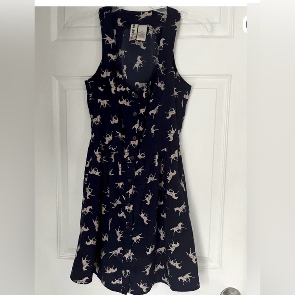 Mimi Chica Navy Dress with Cream Horse Print